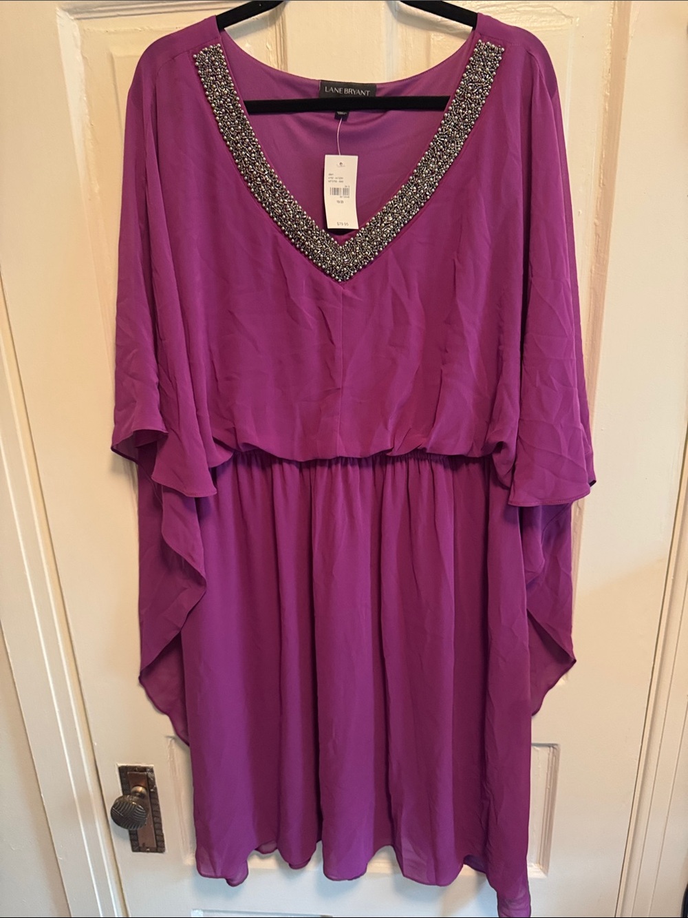 Lane Bryant Beaded V-Neck Purple Dress